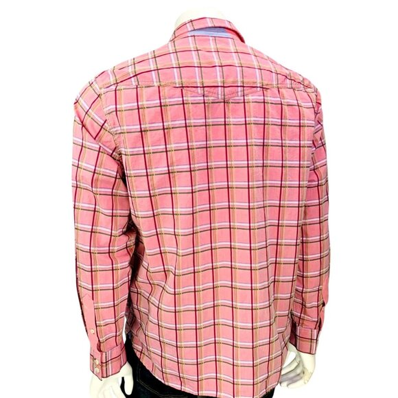 Tommy Bahama Jeans Mens Shirt Island Modern Fit Pink Plaid Long Sleeve Size L - Picture 7 of 15